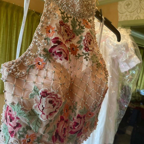 In almost brand new condition blush and Australian Crystal pearl dress. - Picture 6 of 10